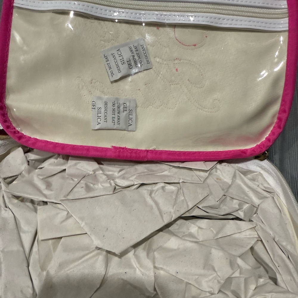 Striped Cosmetic Bag - Gray and Pink - Picture 2 of 2